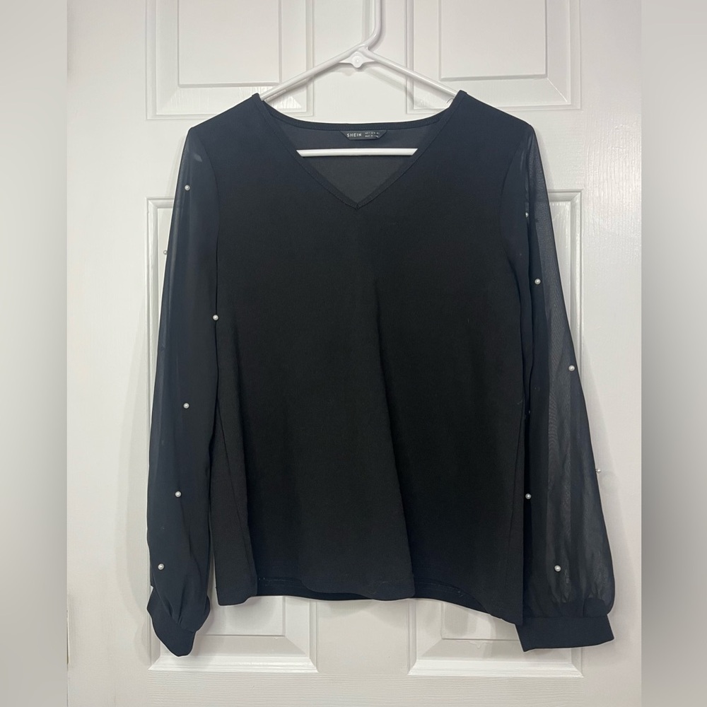 SHEIN Pearl Embellished Blouse - Medium